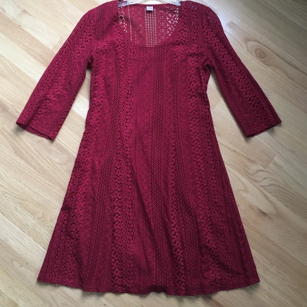 Only Hearts | Red Stitched Casual Dress